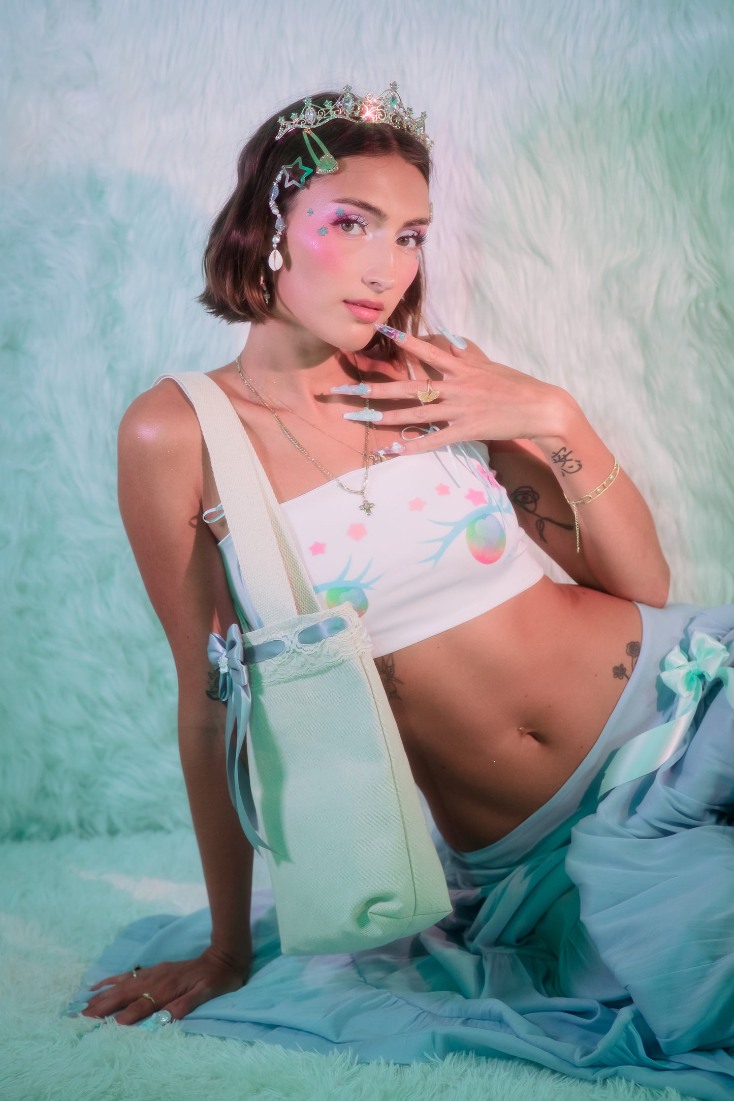 The Blue Harajuku Eyes Airbrushed Top